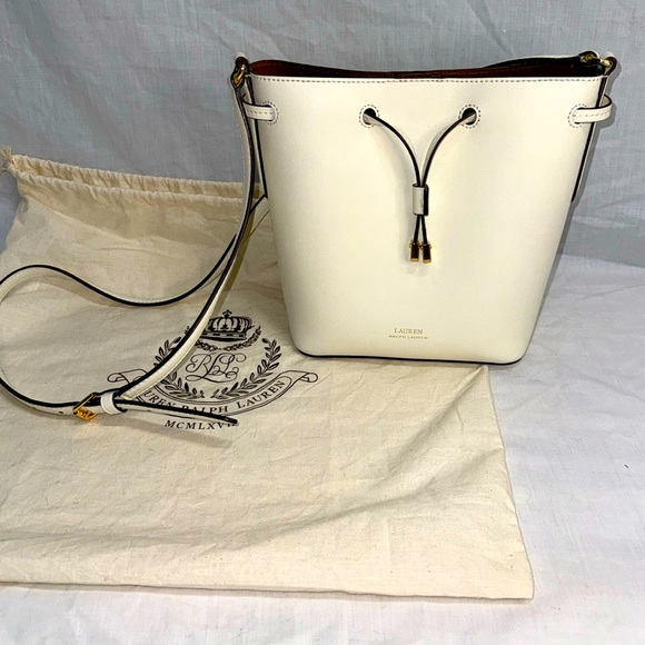 Lauren Ralph Lauren Handbags - Ralph Lauren | Mini Debby II Bucket Drawstring Leather White Bag |
